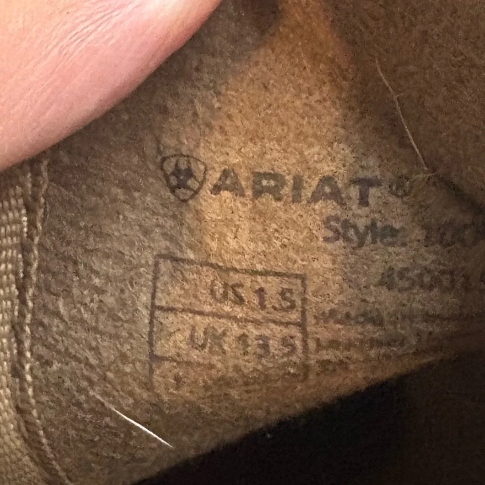 Ariat Kids Brown Leather Glitter Inlay Western Cowboy Boots Size 1.5 Square Toe